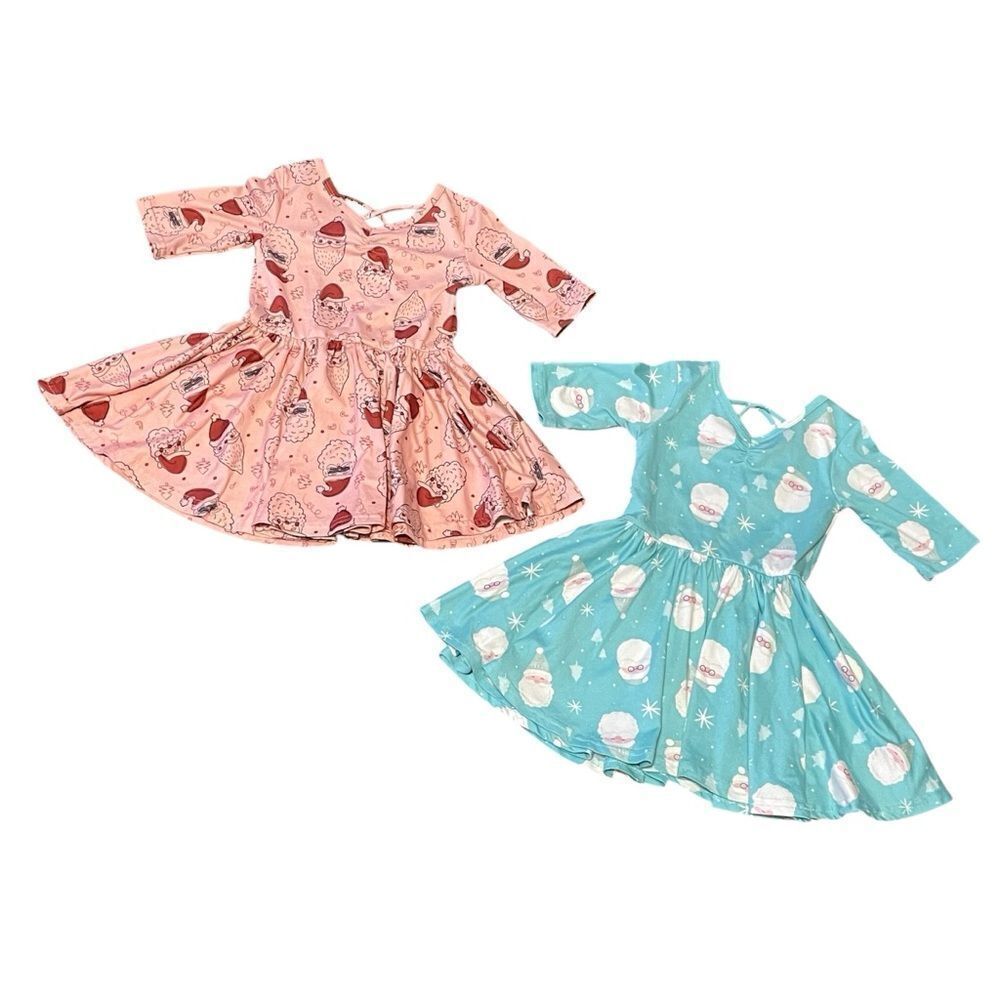Dot Dot Smile 2 Ballerina Twirl Santa Dresses Pink Blue Size 12-24 Months